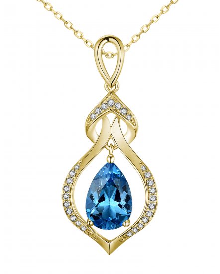 PEAR SWISS BLUE TOPAZ DIAMOND PENDANT (TP2971)