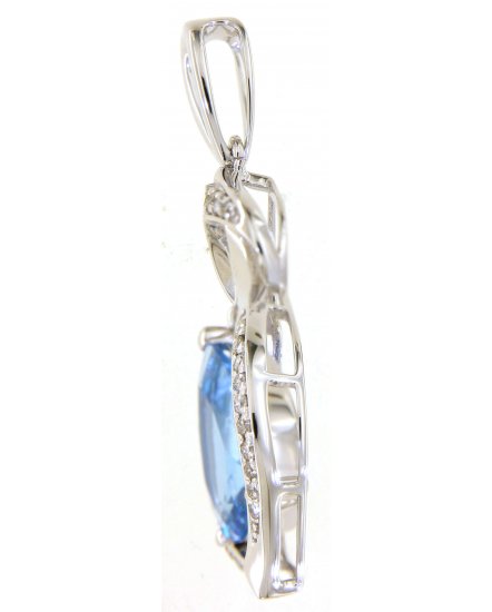 PEAR SWISS BLUE TOPAZ DIAMOND PENDANT (TP2971)