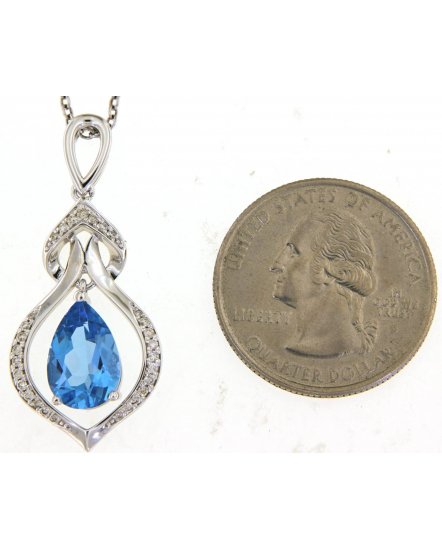 PEAR SWISS BLUE TOPAZ DIAMOND PENDANT (TP2971)