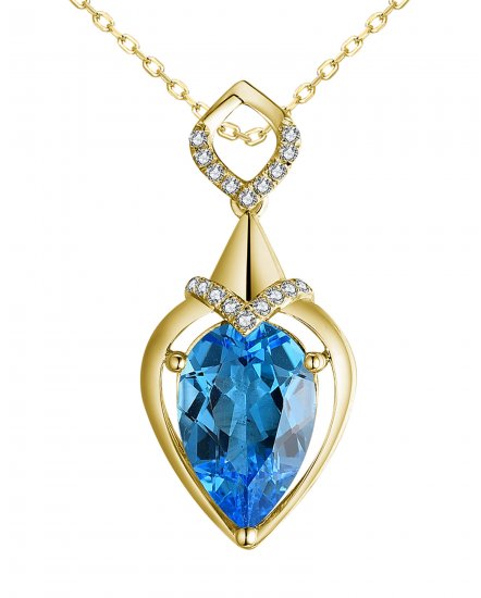 PEAR SWISS BLUE TOPAZ DIAMOND PENDANT (TP2972)