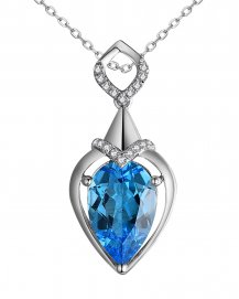 PEAR SWISS BLUE TOPAZ DIAMOND PENDANT (TP2972)