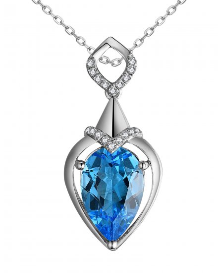 PEAR SWISS BLUE TOPAZ DIAMOND PENDANT (TP2972)