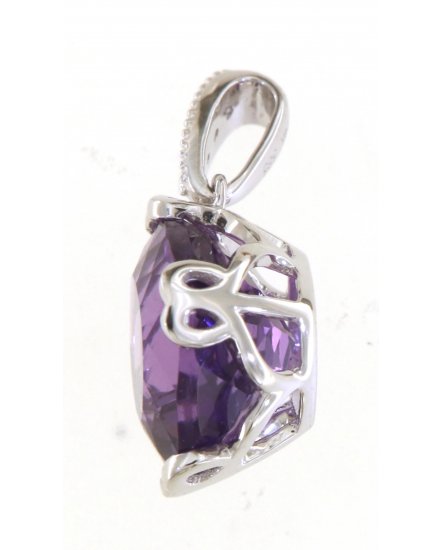 CUSHION AMETHYST DIAMOND PENDANT (TP2993)