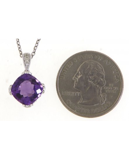 CUSHION AMETHYST DIAMOND PENDANT (TP2993)