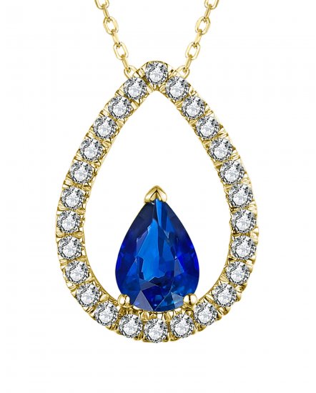 PEAR SAPPHIRE DIAMOND PENDANT (TP3058)