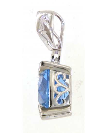 CUSHION SWISS BLUE TOPAZ DIAMOND PENDANT (TP3076)