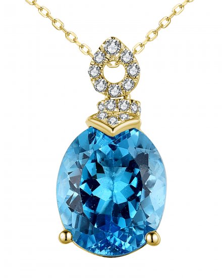 OVAL SWISS BLUE TOPAZ DIAMOND PENDANT (TP3078)