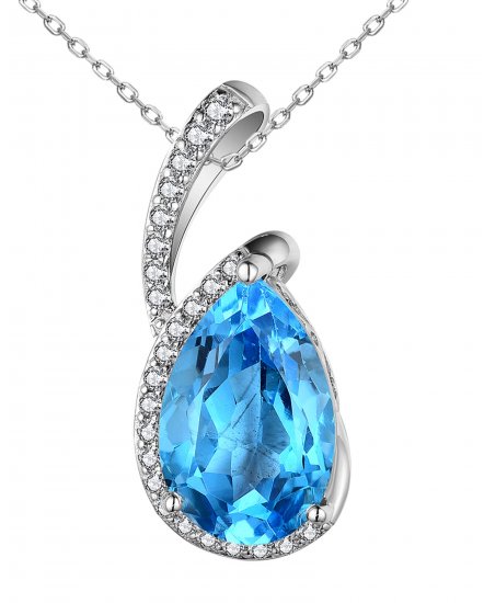 PEAR SWISS BLUE TOPAZ DIAMOND PENDANT (TP3122)