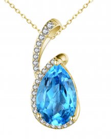PEAR SWISS BLUE TOPAZ DIAMOND PENDANT (TP3122)