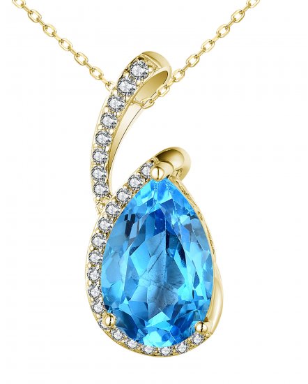 PEAR SWISS BLUE TOPAZ DIAMOND PENDANT (TP3122)