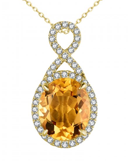 OVAL SHAPE CITRINE DIAMOND PENDANT (TP3123)