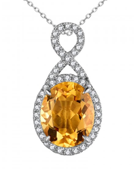OVAL SHAPE CITRINE DIAMOND PENDANT (TP3123)