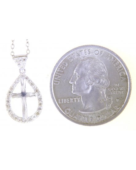 PEAR STYLE CROSS DIAMOND PENDANT (TP3140)