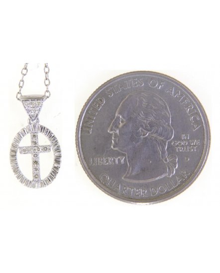 OVAL STYLE CROSS DIAMOND PENDANT (TP3141)