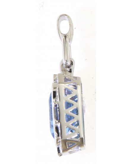 EMERALD CUT SWISS BLUE TOPAZ DIAMOND PENDANT (TP3201)