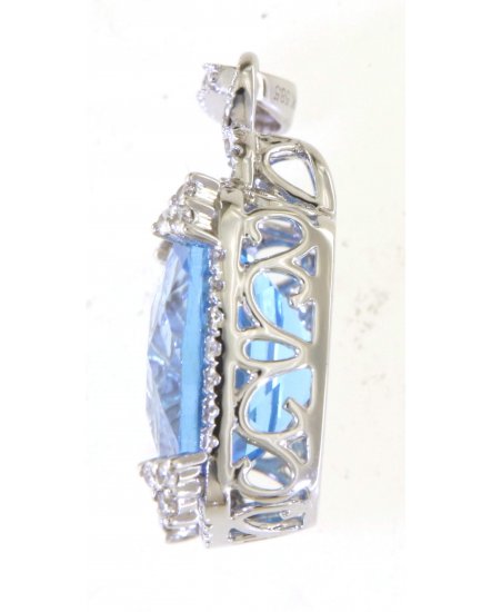CUSHION SWISS BLUE TOPAZ DIAMOND PENDANT (TP3204)