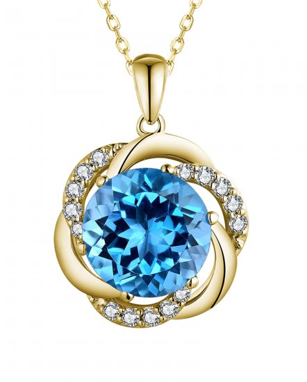 ROUND SWISS BLUE TOPAZ DIAMOND PENDANT (TP3240)