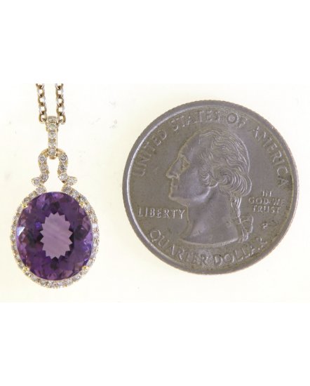 OVAL AMETHYST DIAMOND PENDANT (TP3241)