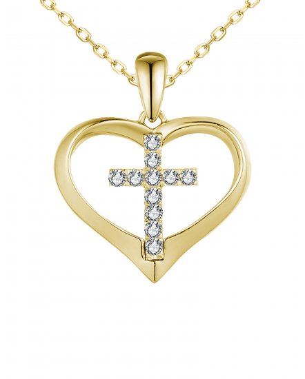 HEART SHAPE CROSS DIAMOND PENDANT (TP3259)