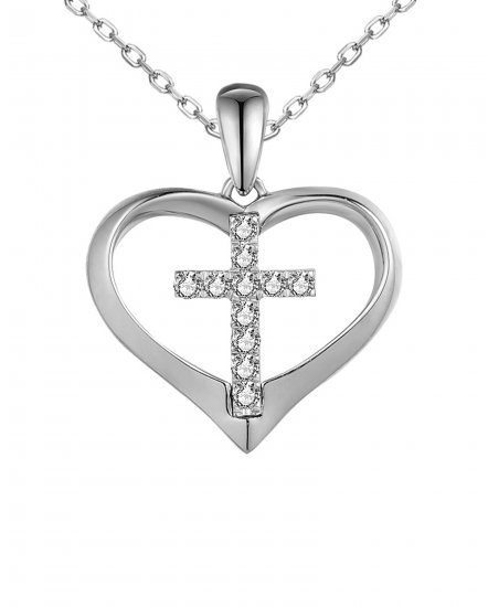 HEART SHAPE CROSS DIAMOND PENDANT (TP3259)