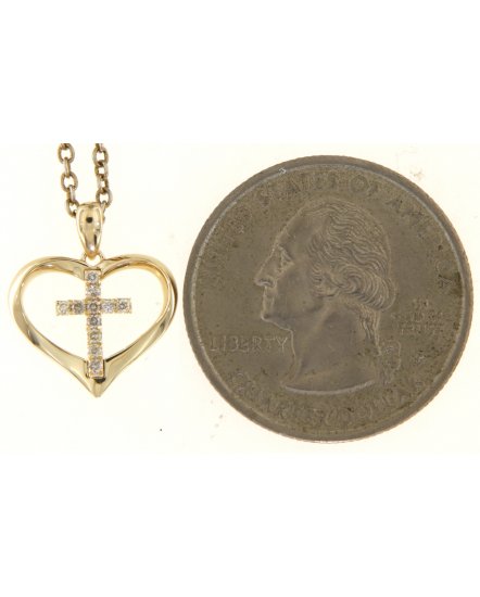 HEART SHAPE CROSS DIAMOND PENDANT (TP3259)