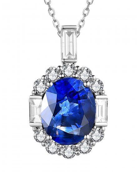 OVAL SAPPHIRE DIAMOND PENDANT (TP3283)