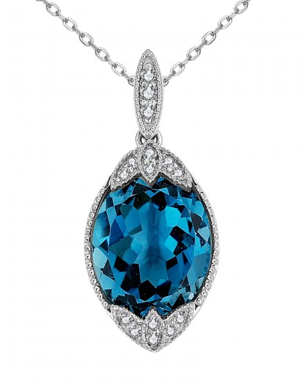 OVAL LONDON BLUE TOPAZ DIAMOND PENDANT (TP3289)