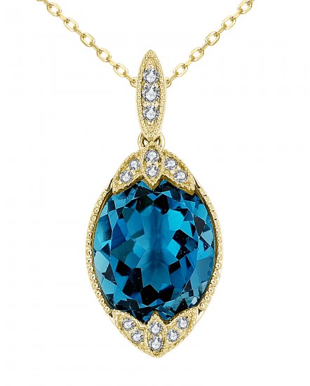 OVAL LONDON BLUE TOPAZ DIAMOND PENDANT (TP3289)