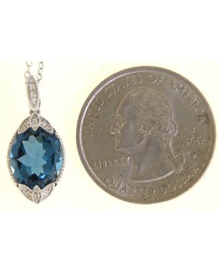 OVAL LONDON BLUE TOPAZ DIAMOND PENDANT (TP3289)