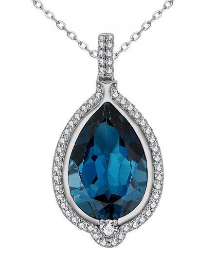 PEAR SHAPE LONDON BLUE TOPAZ DIAMOND PENDANT (TP3293)