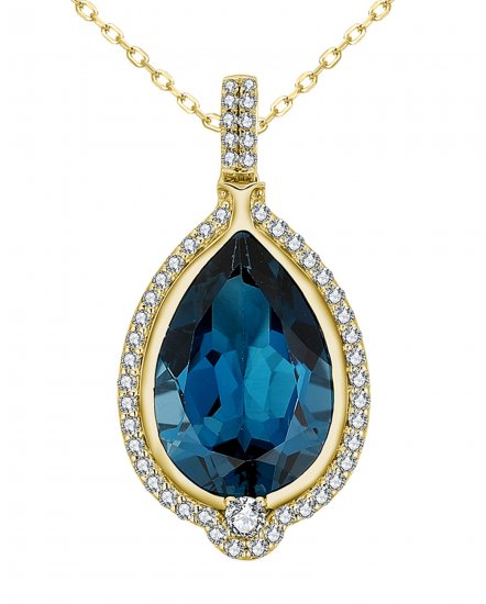 PEAR SHAPE LONDON BLUE TOPAZ DIAMOND PENDANT (TP3293)