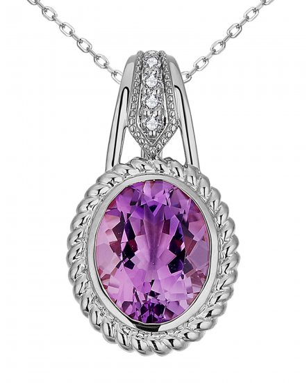 OVAL AMETHYST DIAMOND PENDANT (TP3297)
