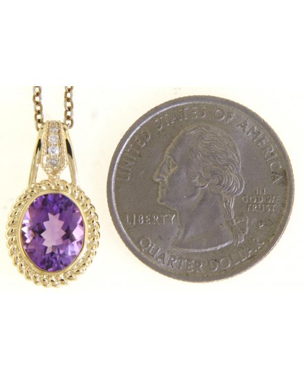 OVAL AMETHYST DIAMOND PENDANT (TP3297)
