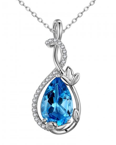 PEAR SWISS BLUE TOPAZ DIAMOND PENDANT (TP3306)