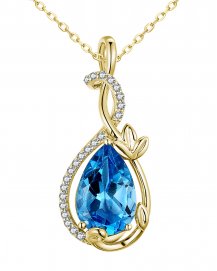 PEAR SWISS BLUE TOPAZ DIAMOND PENDANT (TP3306)