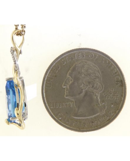 PEAR SWISS BLUE TOPAZ DIAMOND PENDANT (TP3306)