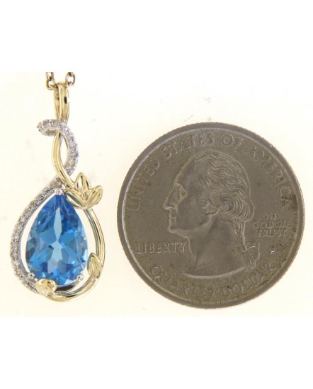 PEAR SWISS BLUE TOPAZ DIAMOND PENDANT (TP3306)