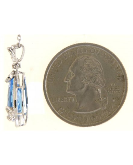 PEAR SWISS BLUE TOPAZ DIAMOND PENDANT (TP3307)