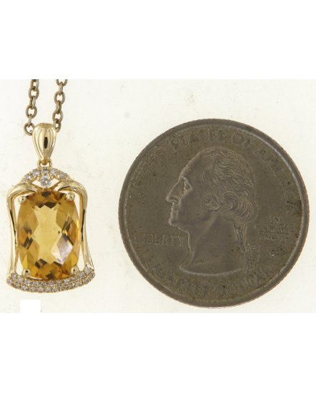 CUSHION SHAPE CITRINE DIAMOND PENDANT (TP3313)