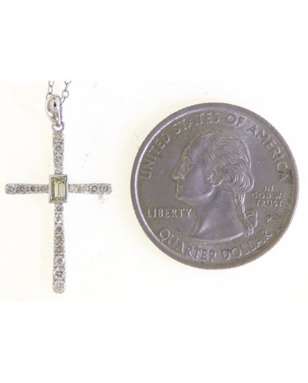 CROSS BAGUETTE DIAMOND PENDANT (TP3320)