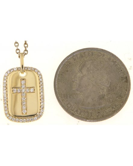 DOG TAG STYLE CROSS DIAMOND PENDANT (TP3325)
