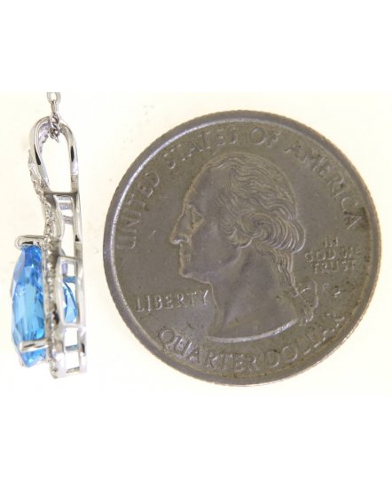 PEAR SWISS BLUE TOPAZ DIAMOND PENDANT (TP3354)