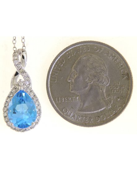 PEAR SWISS BLUE TOPAZ DIAMOND PENDANT (TP3354)