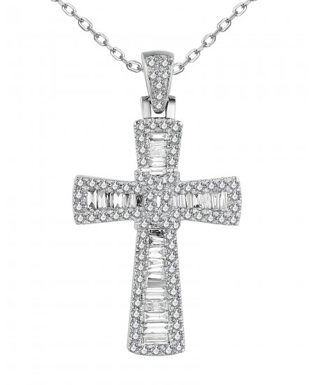 CROSS BAGUETTE DIAMOND PENDANT (TP3410)