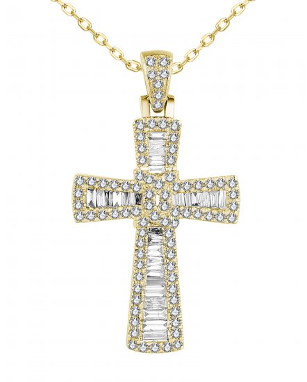 CROSS BAGUETTE DIAMOND PENDANT (TP3410)