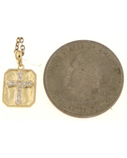 DOG TAG STYLE CROSS DIAMOND PENDANT (TP3431)