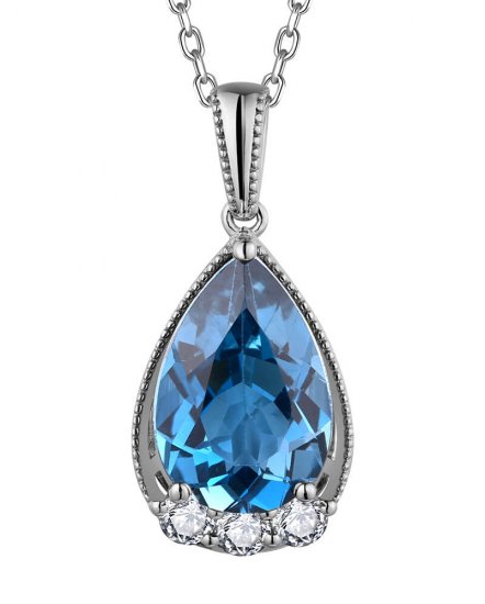 PEAR SHAPE LONDON BLUE TOPAZ DIAMOND PENDANT (TP3441)