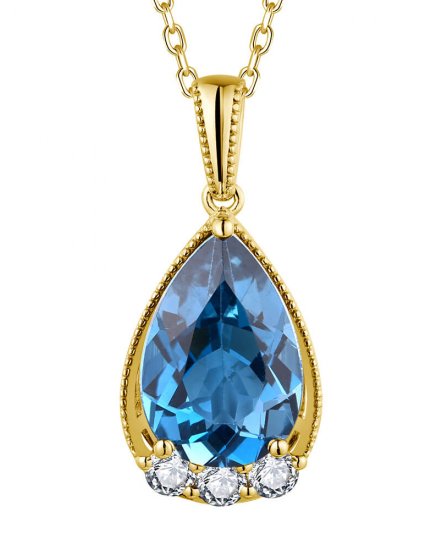 PEAR SHAPE LONDON BLUE TOPAZ DIAMOND PENDANT (TP3441)