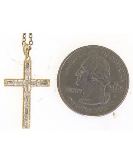 CROSS BAGUETTE DIAMOND PENDANT (TP3484)
