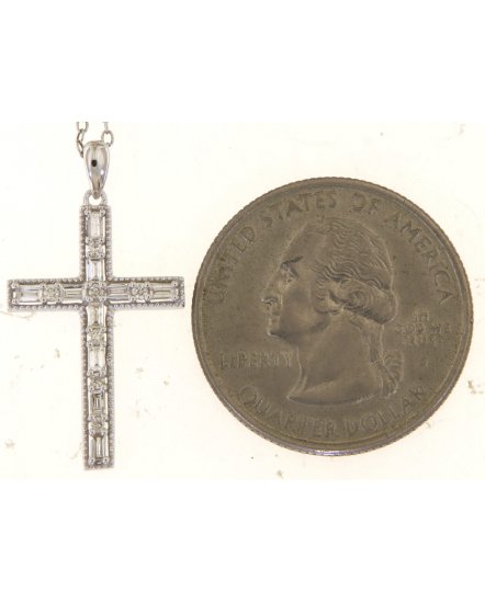 CROSS BAGUETTE DIAMOND PENDANT (TP3484)